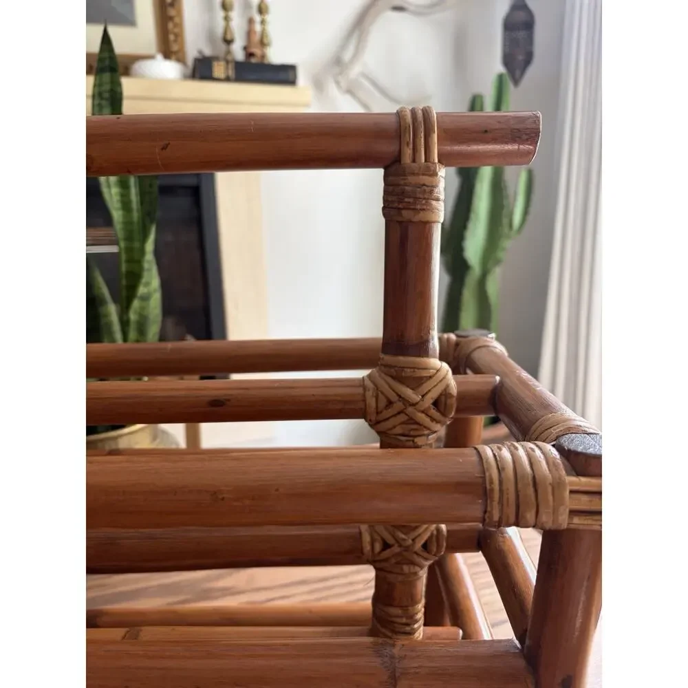Vintage Midcentury 1960s Paul Frankl Style Bamboo Magazine Rack